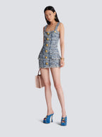 Balmain Women Blue Dress With Frayed Details In Tweed Woman - Insatiable Sensations