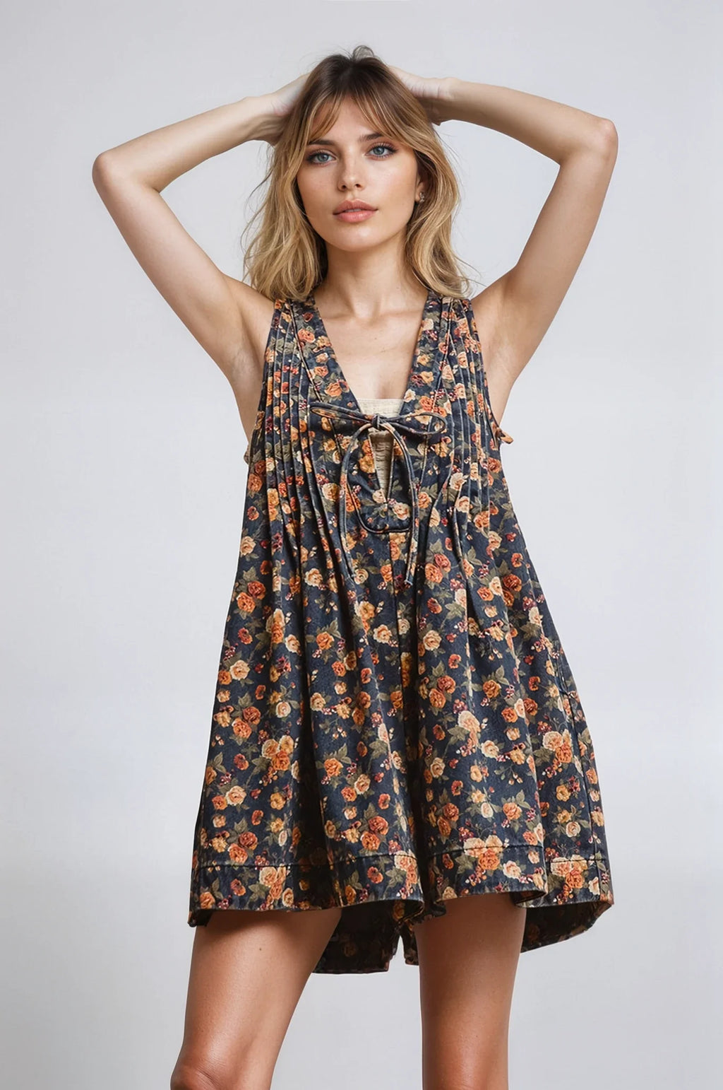 Vintage Bloom Denim Romper - Insatiable Sensations