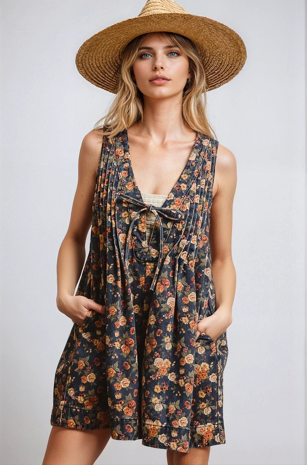 Vintage Bloom Denim Romper - Insatiable Sensations