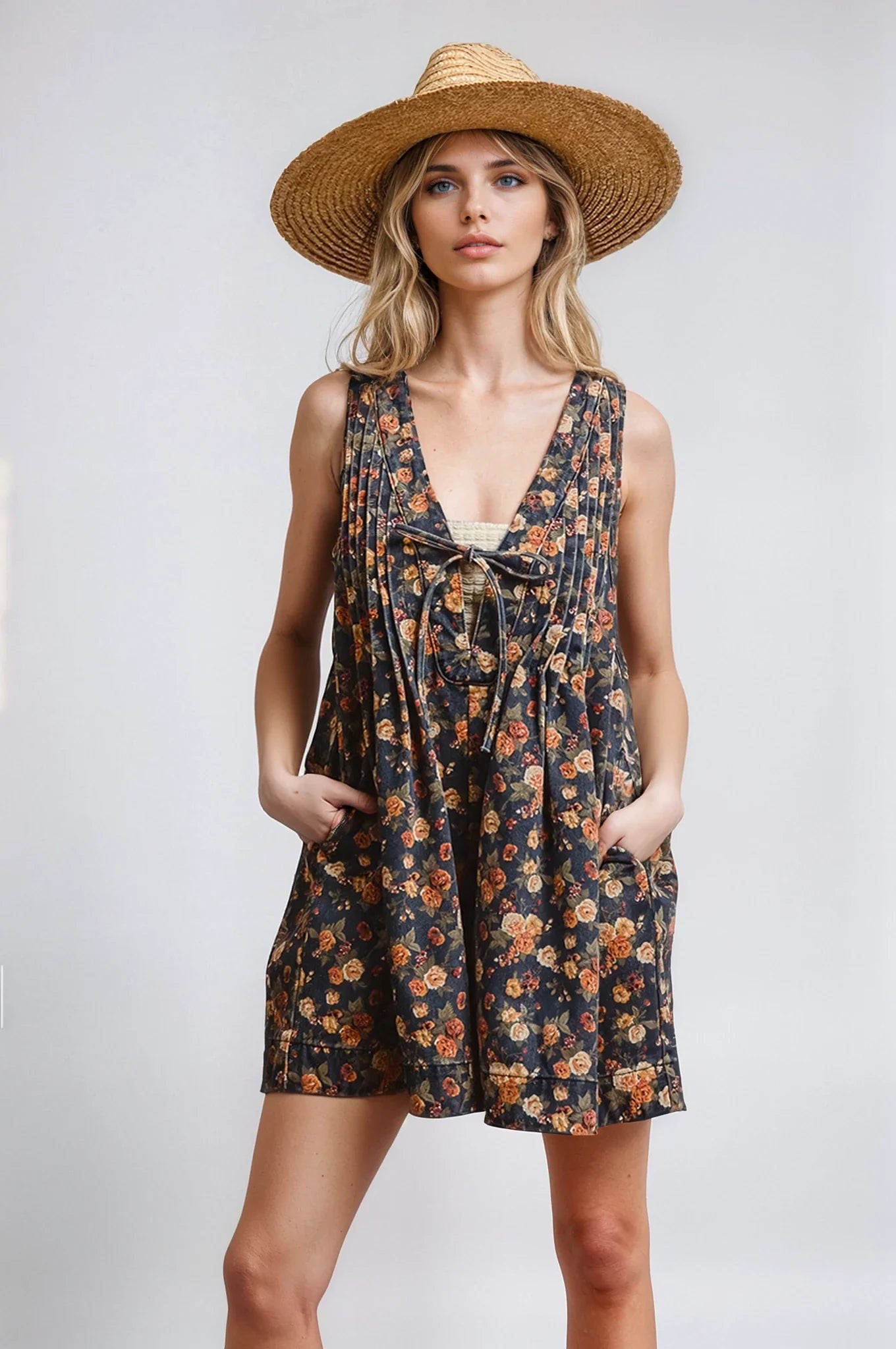 Vintage Bloom Denim Romper - Insatiable Sensations