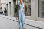 Women's Elegant V-Neck Sleeveless Jumpsuit - Insatiable Sensations