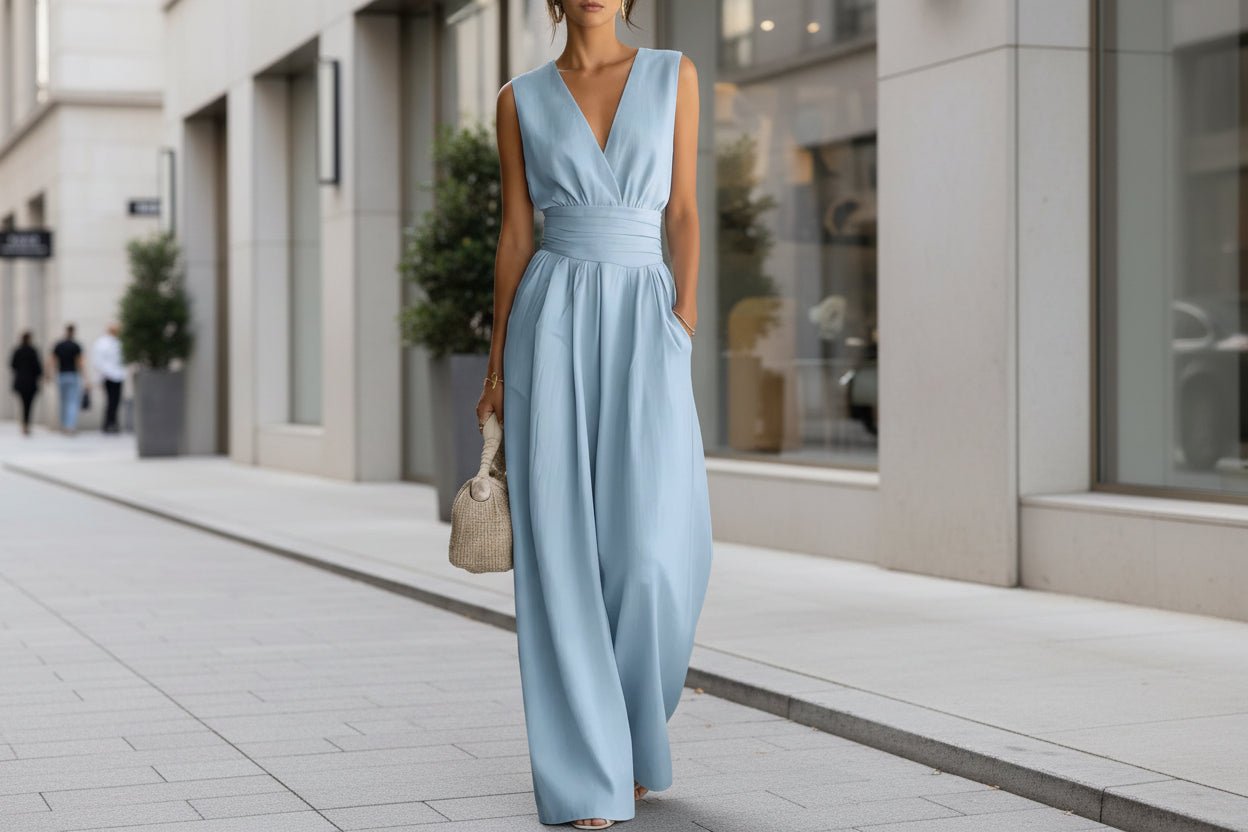 Women's Elegant V-Neck Sleeveless Jumpsuit - Insatiable Sensations