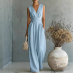 Women's Elegant V-Neck Sleeveless Jumpsuit - Insatiable Sensations