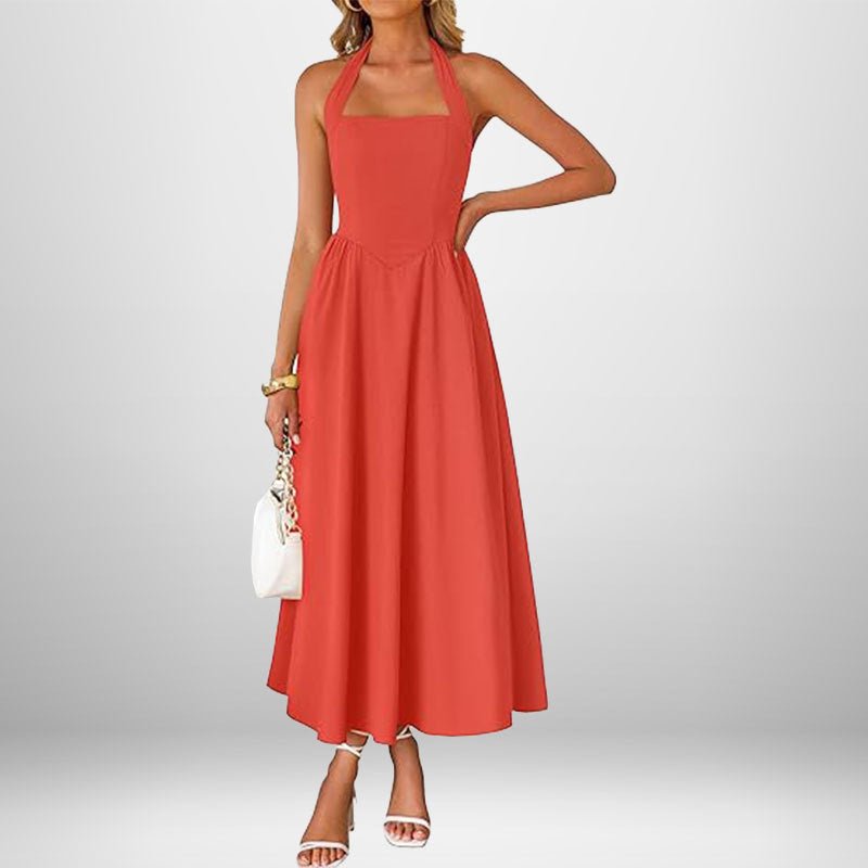 Summer women's fashion temperament wide suspender neck halter dress - Insatiable Sensations