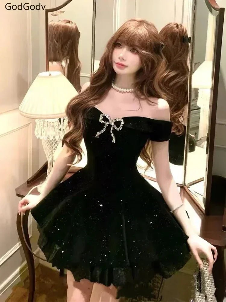Black French Vintage Elegant Design Woman Dress - Insatiable Sensations