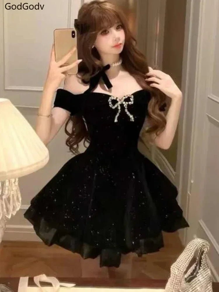 Black French Vintage Elegant Design Woman Dress - Insatiable Sensations