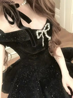 Black French Vintage Elegant Design Woman Dress - Insatiable Sensations