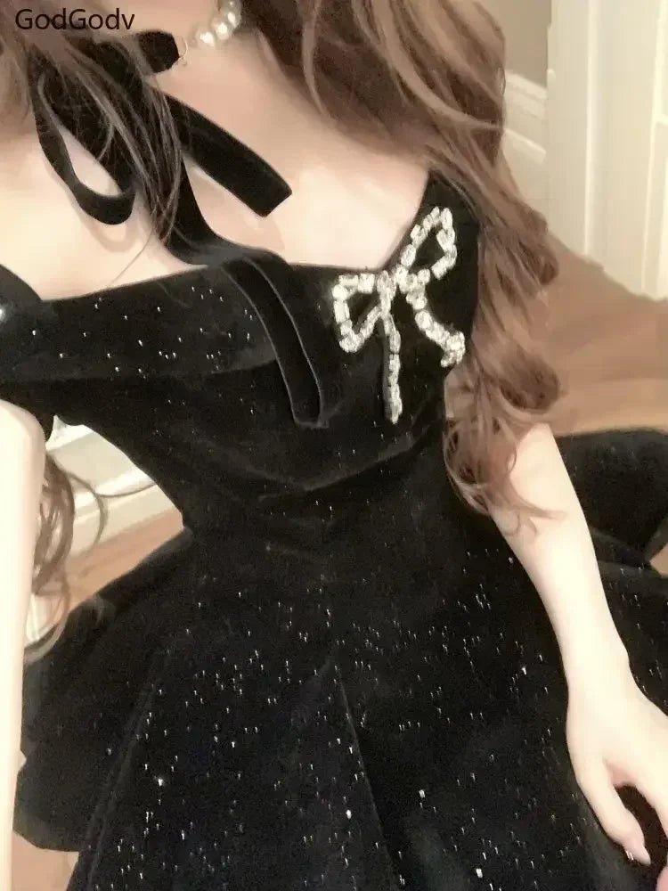 Black French Vintage Elegant Design Woman Dress - Insatiable Sensations