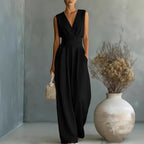 Women's Elegant V-Neck Sleeveless Jumpsuit - Insatiable Sensations