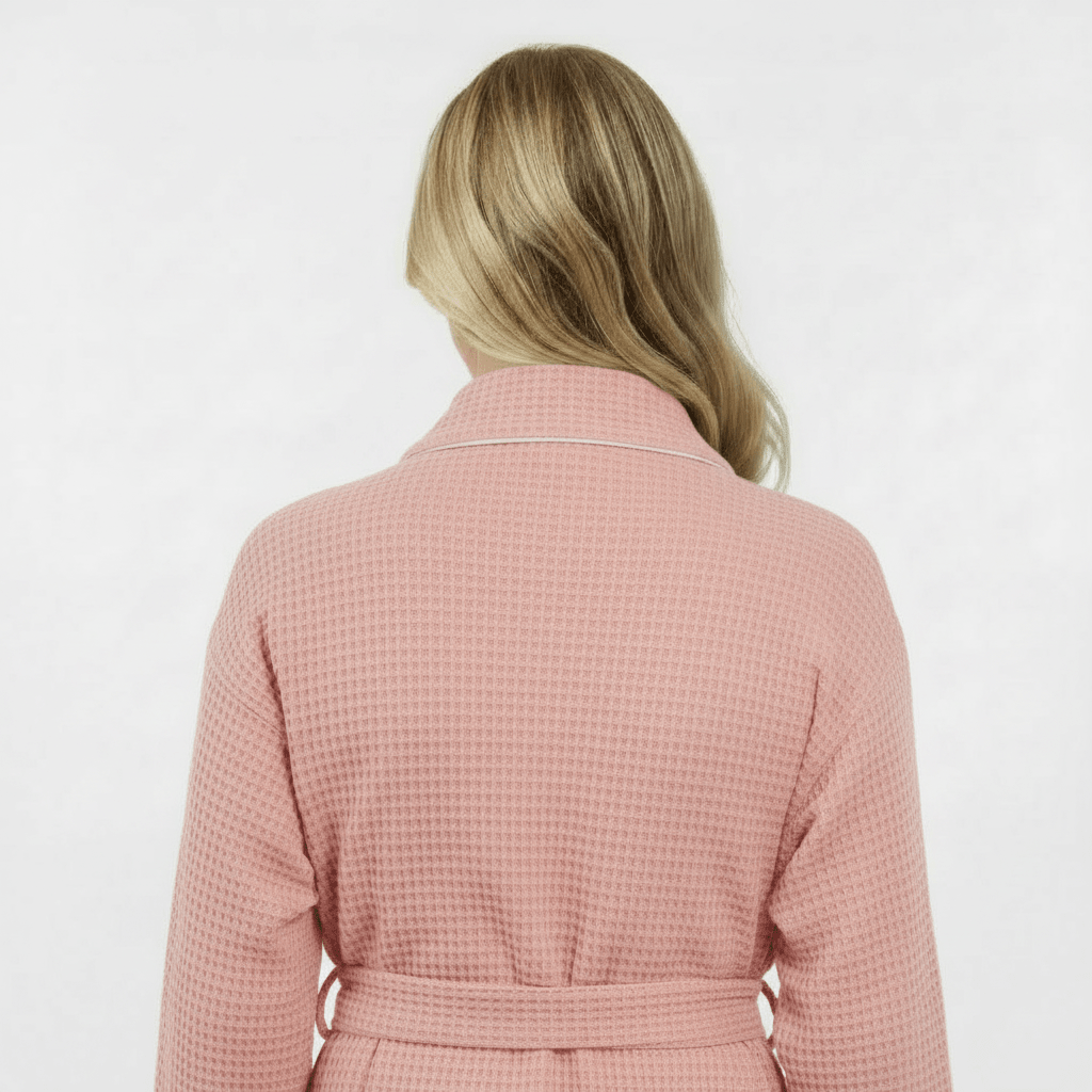 Women’s Waffle Piping Bathrobe – Lightweight Spa-Style Comfort - Insatiable Sensations