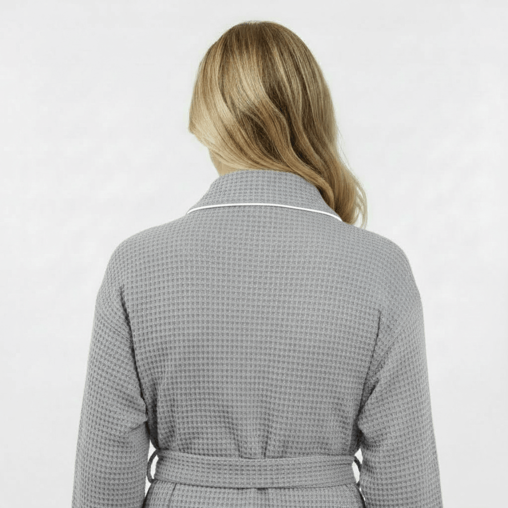 Women’s Waffle Piping Bathrobe – Lightweight Spa-Style Comfort - Insatiable Sensations