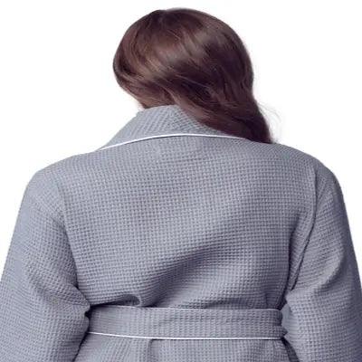 Women’s Waffle Piping Bathrobe – Lightweight Spa-Style Comfort - Insatiable Sensations