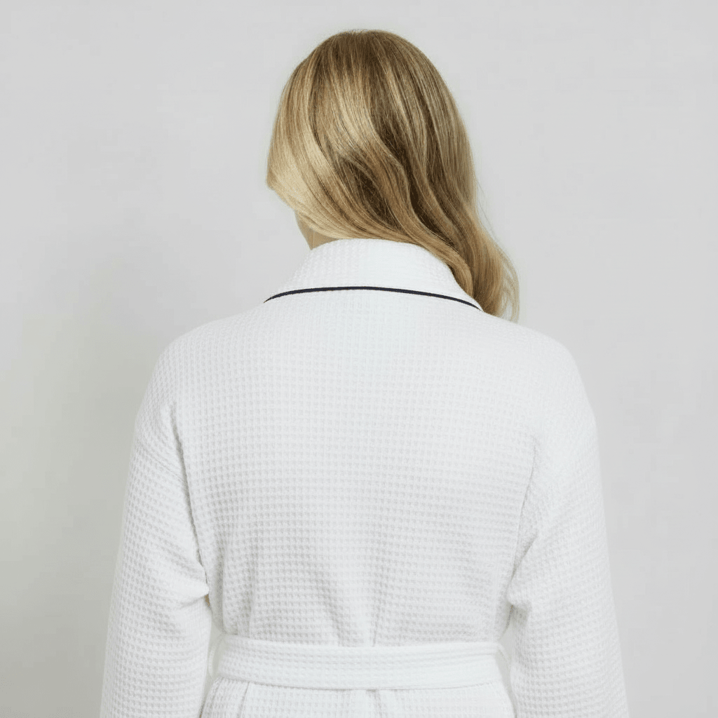 Women’s Waffle Piping Bathrobe – Lightweight Spa-Style Comfort - Insatiable Sensations