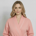 Women’s Waffle Piping Bathrobe – Lightweight Spa-Style Comfort - Insatiable Sensations