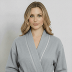 Women’s Waffle Piping Bathrobe – Lightweight Spa-Style Comfort - Insatiable Sensations