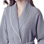 Women’s Waffle Piping Bathrobe – Lightweight Spa-Style Comfort - Insatiable Sensations