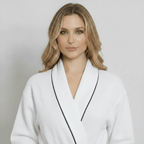 Women’s Waffle Piping Bathrobe – Lightweight Spa-Style Comfort - Insatiable Sensations