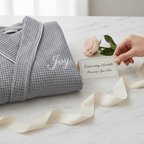 Women’s Waffle Piping Bathrobe – Lightweight Spa-Style Comfort - Insatiable Sensations