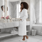 Women’s Waffle Piping Bathrobe – Lightweight Spa-Style Comfort - Insatiable Sensations
